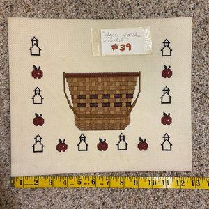 Teacher Apple Schoolhouse Needlepoint